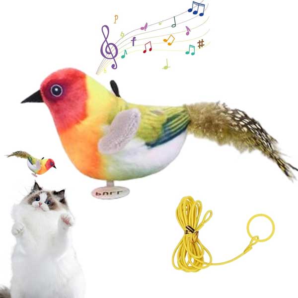 اویز گربه مدل پرنده موزیکال | اسباب‌بازی صدا دار | مناسب تحریک غریزه شکار | پت‌شاپ هایپت شیراز