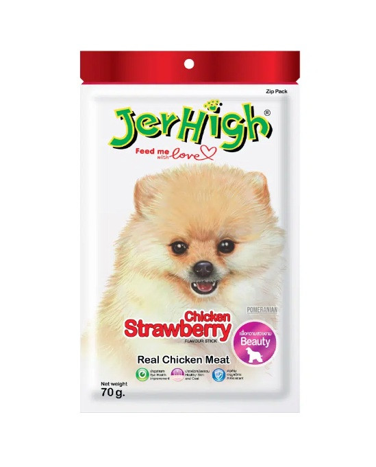 تشویقی سگ جرهای مدل توتفرنگی Strawberry | نوار نرم با طعم مرغ و توتفرنگی | مناسب سگ بالغ | پتشاپ هایپت شیراز