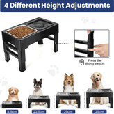 ظرف آب و غذای پایهدار دو قلو | مشکی با ظرف استیل | قابل تنظیم در ۴ ارتفاع | پتشاپ هایپت شیراز