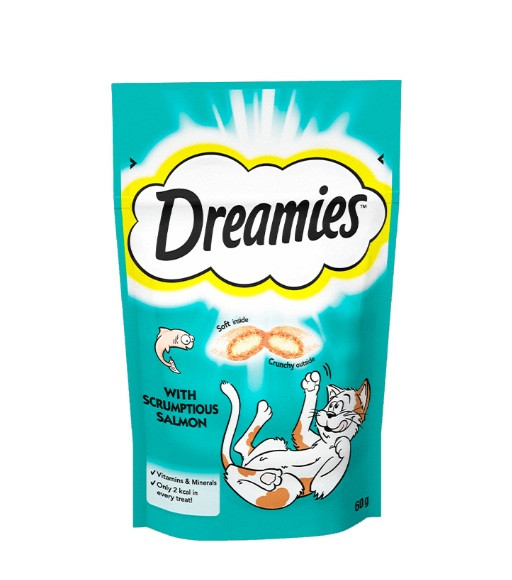 خرید تشویقی گربه دریمز | طعمهای سالمون، مرغ، پنیر و اردک | بافت ترد و مغز نرم | پتشاپ هایپت شیراز