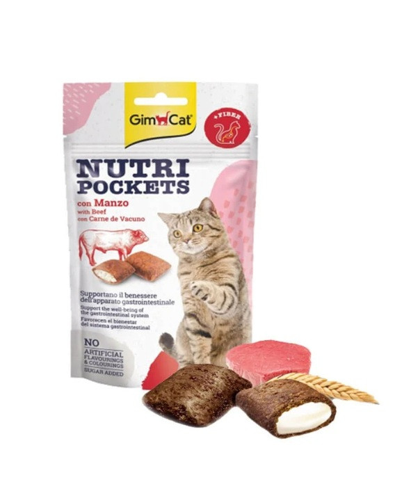 تشویقی گربه جیمکت | طعم رندوم | مدل Nutri Pockets | مناسب برای گربههای بالغ | پتشاپ هایپت شیراز