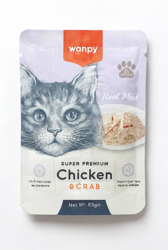 پوچ نچرال گربه Wanpy – ۸۵ گرمی – گوشت خالص – پتشاپ هایپت