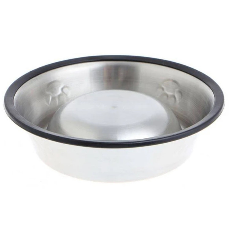 عکس پشت ظرف استیل آب و غذای سگ و گربه طرح پنجه سایز متوسط | ضدلغزش و ضدحساسیت