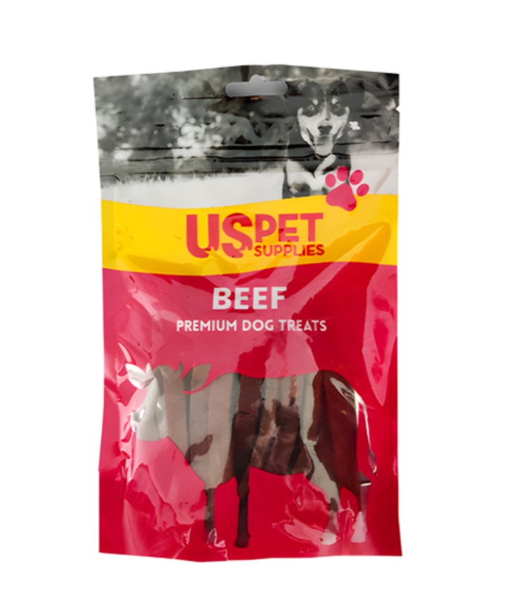 تشویقی نواری سگ یو اس پت طعم گوشت و پنیر ۱۰۰ گرمی مناسب آموزش – پت‌شاپ هایپت