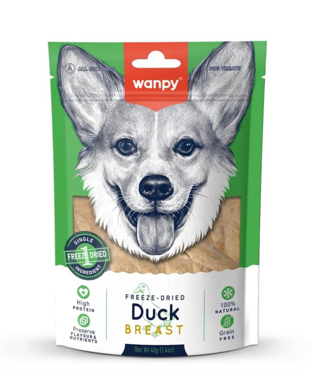 تشویقی سگ ونپی Freeze Dried Duck Breast طبیعی و گرین فری ۱۰۰ گرمی