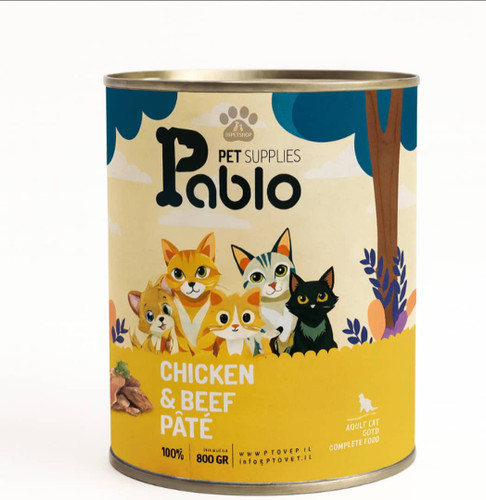 کنسرو گربه پابلو طعم گوشت و مرغ ۸۰۰ گرمی پتشاپ هایپت