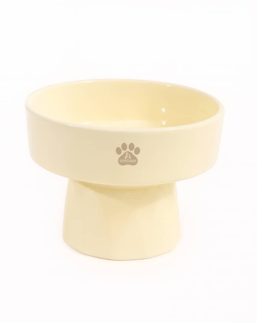 ظرف سرامیکی آب و غذای پایه‌دار سگ و گربه مدل پیرامید لبه بلند