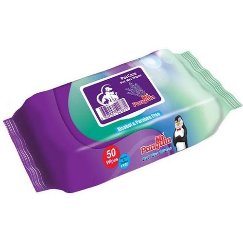 دستمال مرطوب مخصوص سگ و گربه پاکتی مستر پنگوئن ۵۰ عددی | Mr. Penguin Wet Wipes | پتشاپ هایپت