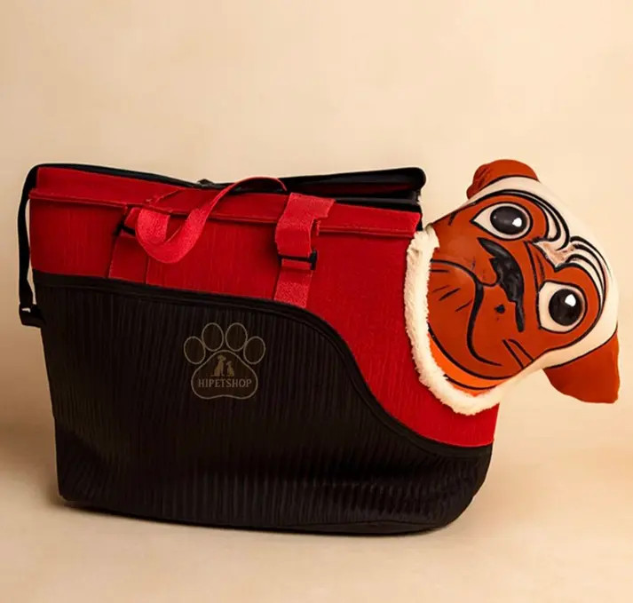 کیف حمل سگ و گربه رودوشی طرح چرم | نرم و جادار | مناسب نژادهای کوچک و متوسط | پتشاپ HiPet