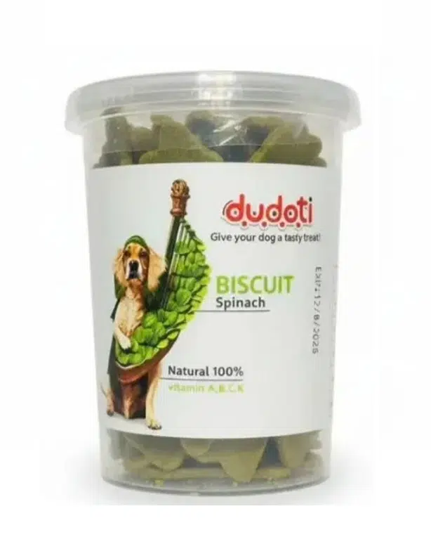 تشویقی بسکوییتی سگ دودوتی طعم اسفناج ۱۵۰ گرمی