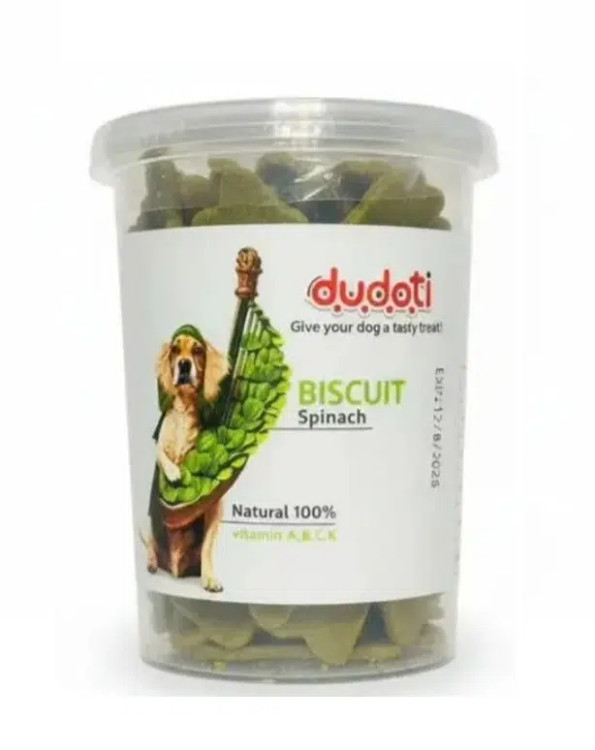 تشویقی بسکوییتی سگ دودوتی طعم اسفناج ۱۵۰ گرمی مناسب همه نژادها | پتشاپ هایپت