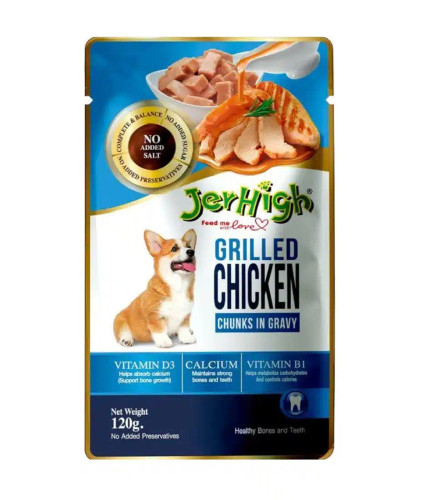 پوچ سگ جرهای ۱۲۰ گرمی | غذای مرطوب سگ JerHigh | تولید تایلند | HiPet