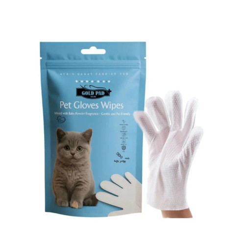 دستمال مرطوب دستکشی پت | دستکش تمیزکننده سگ و گربه | ضدحساسیت و روغن نارگیل