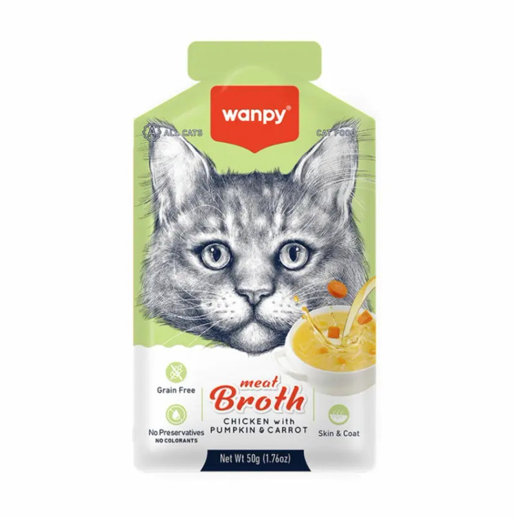 سوپ گربه ونپی طعم مرغ و کدو تنبل - مناسب ریکاوری گربه و هیدراته شدن بدن گربه