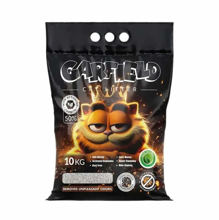 خاک گربه گارفیلد ۱۰ کیلویی کربن دار با بوگیری عالی و بدون گرد و خاک