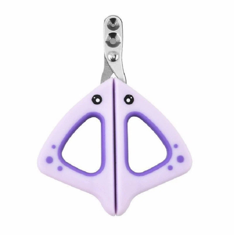 ناخنگیر فانتزی سگ، گربه و جوندهها برش گیوتینی گرد.طرح موش رنگ بنفش