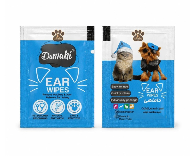 ساشه دستمال مرطوب گوش Damahi Ear Wipes – پاککننده جرم و ضد بوی گوش حیوانات