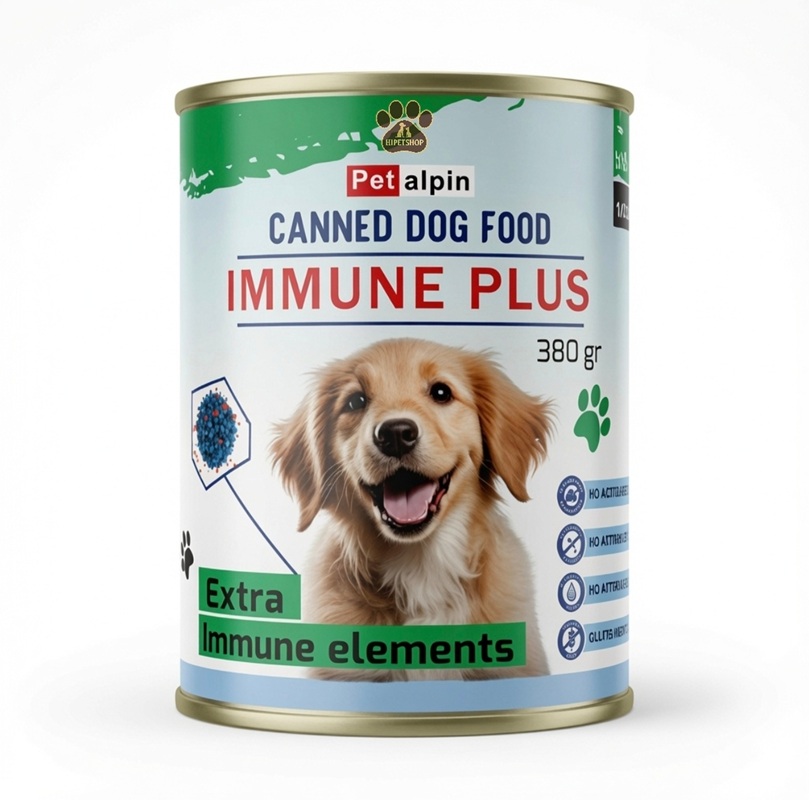 کنسرو سگ درمانی پت‌آلپاین مدل Immune Plus – تقویت سیستم ایمنی – ۳۸۰ گرمی
