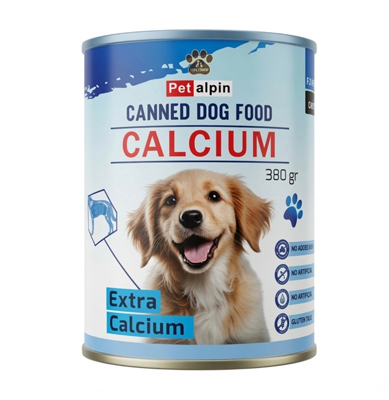 کنسرو سگ درمانی پت‌آلپاین مدل Calcium – تقویت استخوان و مفاصل – ۳۸۰ گرمی