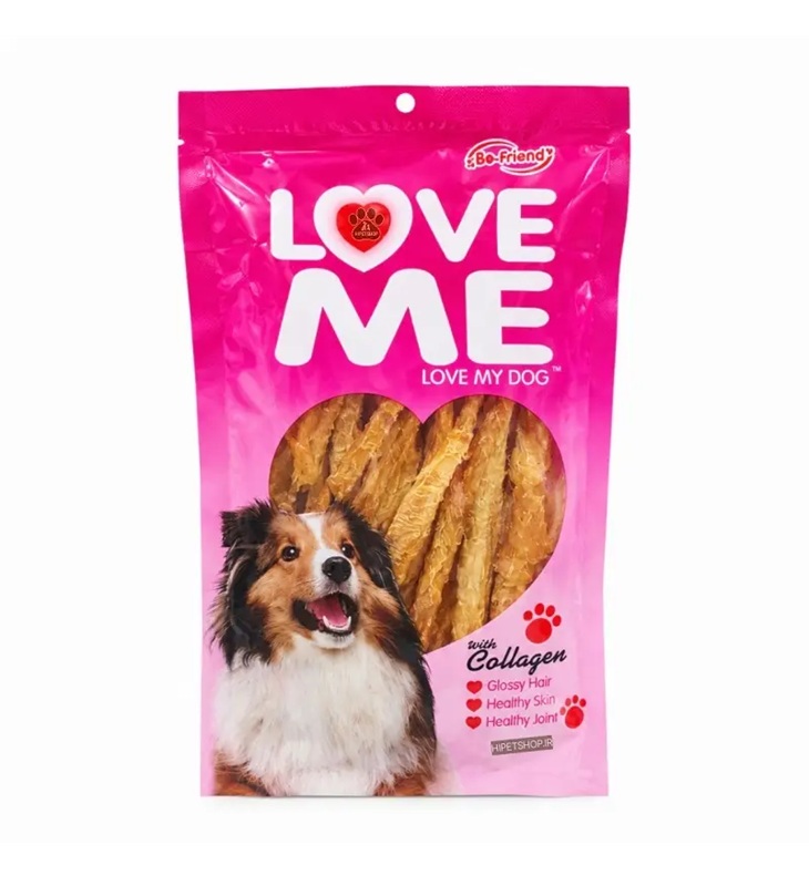 تشویقی سگ لاومی – LOVE ME – مدل مرغ و هویج و دورپیچ مرغ – خوش‌خوراک و کلاژن‌دار
