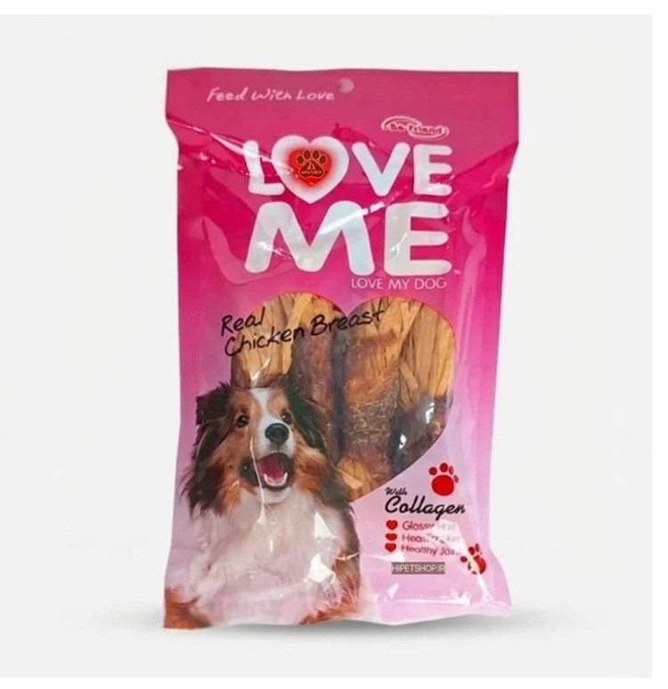 تشویقی سگ لاومی – LOVE ME – مدل مرغ و هویج و دورپیچ مرغ – خوشخوراک و کلاژندار